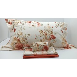 Completo lenzuola matrimoniale in Percalle di puro Cotone CORALBA