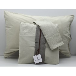 Parure copripiumino matrimoniale in Percalle di puro Cotone e Lino tinto in capo