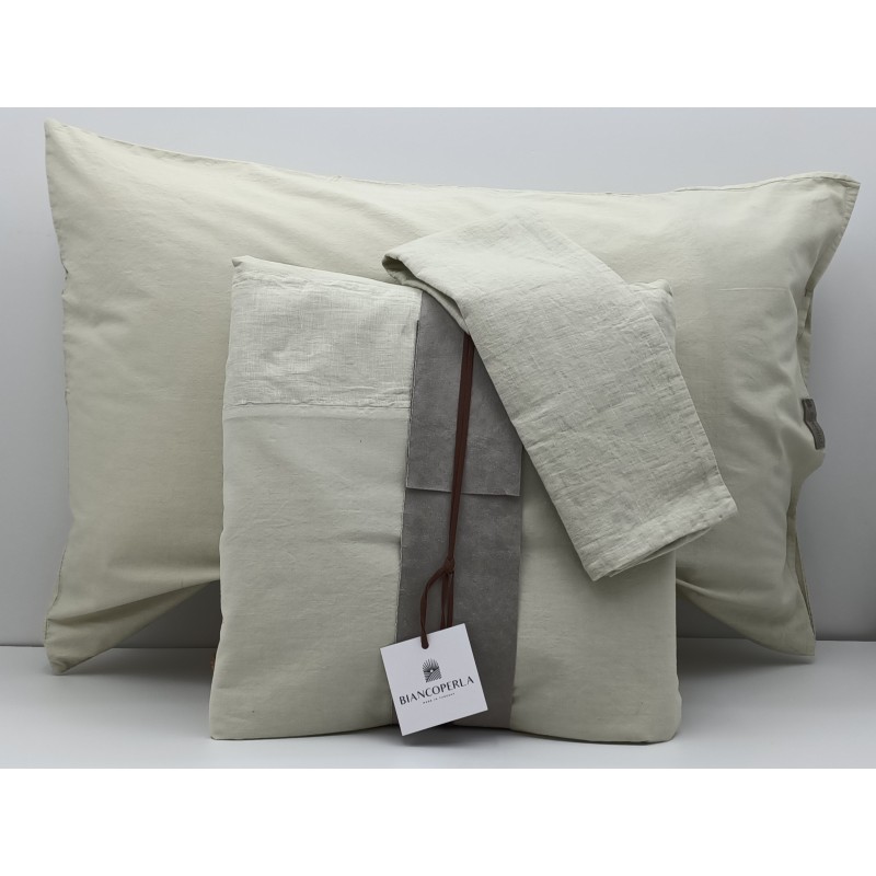 Parure copripiumino matrimoniale in Percalle di puro Cotone e Lino tinto in capo