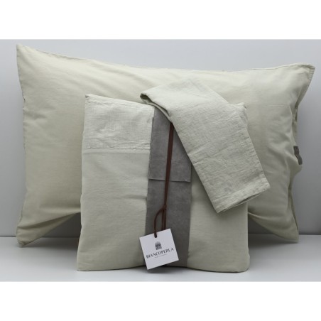 Parure copripiumino matrimoniale in Percalle di puro Cotone e Lino tinto in capo