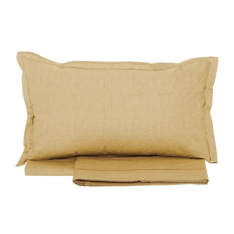 Completo Lenzuola Matrimoniale in Percalle di Puro Cotone Organico. Color - Tess. Randi