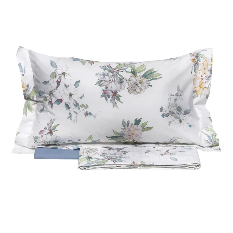 Completo Lenzuola Copriletto in Finissimo Percalle di Puro Cotone. -  Solanum var.polvere Tess.Randi