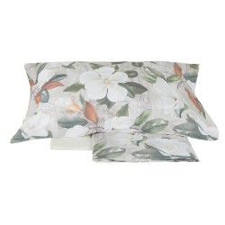 Completo Lenzuola Copriletto Matrimoniale in Percalle di Puro Cotone.  Magnolia - Tess. Randi