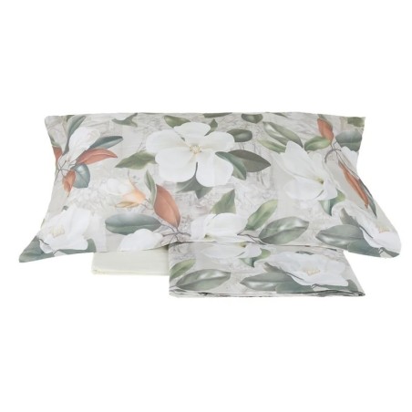 Completo Lenzuola Copriletto Matrimoniale in Percalle di Puro Cotone.  Magnolia - Tess. Randi