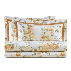 BIANCOPERLA - COMPLETO LENZUOLA COPRILETTO MATRIMONIALE ALLA FRANCESE IN FINISSIMO PERCALLE DI PURO COTONE  - RADDA