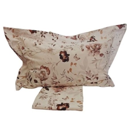 CORALBA HOME - COMPLETO LENZUOLA COPRILETTO MATRIMONIALE IN PERCALLE DI PURO COTONE - FARFALLE  VAR. GRANATO