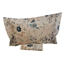 CORALBA HOME - COMPLETO LENZUOLA MATRIMONIALE "COPRILETTO" IN FINISSIMO PERCALLE DI PURO COTONE - FARFALLE