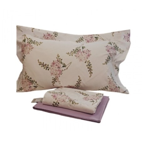 CORALBA HOME COMPLETO LENZUOLA COPRILETTO MATRIMONIALE IN PERCALLE DI PURO COTONE