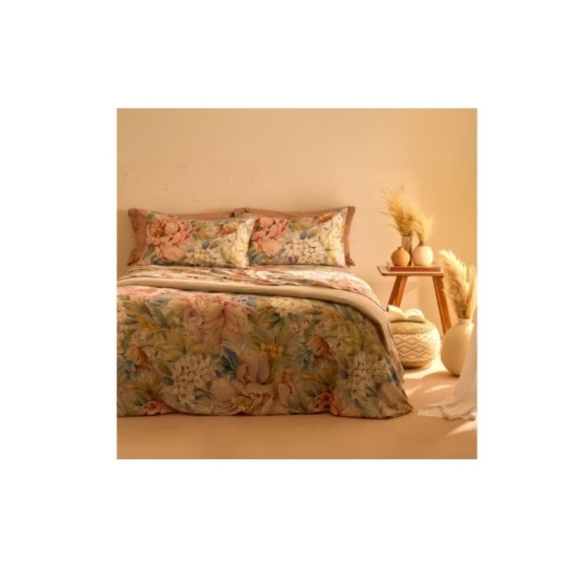 BIANCOPERLA - COMPLETO LENZUOLA COPRILETTO MATRIMONIALE IN PERCALLE DI PURO COTONE