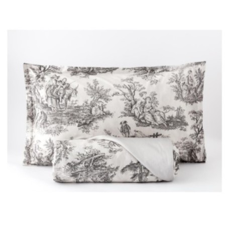 BIANCOPERLA - COMPLETO LENZUOLA MATRIMONIALE IN PERCALLE DI PURO COTONE - TOLIE DE JOUY