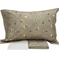 TESS.RANDI 1931 COMPLETO LENZUOLA MATRIMONIALE COPRILETTO IN FINISSIMO PERCALLE DI PURO COTONE  GINEVRA VAR. BEIGE