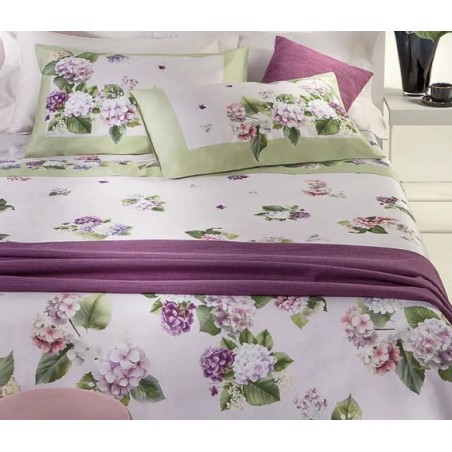 TESS. RANDI 1931 PARURE COPRI PIUMINO MATRIMONIALE IN FINISSIMO SATIN DI PURO COTONE. HIDRAGEA UNICA