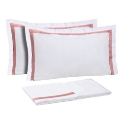 DEA - COMPLETO LENZUOLA IN PERCALLE DI PURO COTONE CON BORDI IN RASO