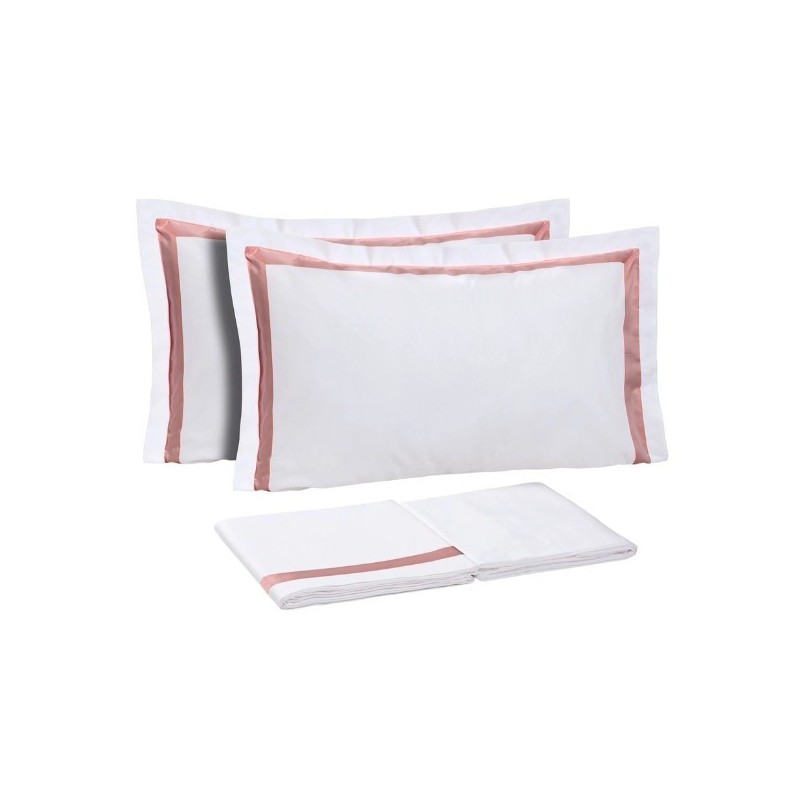 DEA - COMPLETO LENZUOLA IN PERCALLE DI PURO COTONE CON BORDI IN RASO