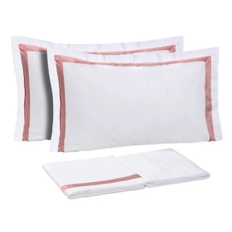 DEA - COMPLETO LENZUOLA IN PERCALLE DI PURO COTONE CON BORDI IN RASO