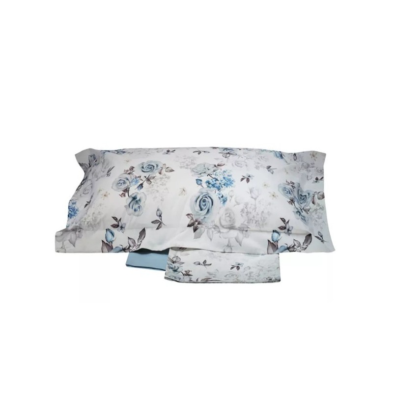 RANDI - COMPLETO LENZUOLA  COPRILETTO MATRIMONIALE IN PERCALLE DI PURO COTONE