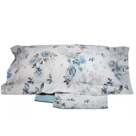 RANDI - COMPLETO LENZUOLA  COPRILETTO MATRIMONIALE IN PERCALLE DI PURO COTONE