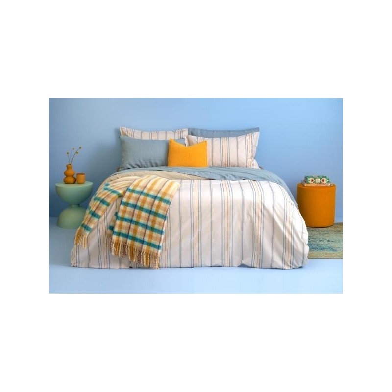 BIANCOPERLA - COMPLETO LENZUOLA MATRIMONIALE IN PERCALLE DI PURO COTONE  TINTO IN FILO