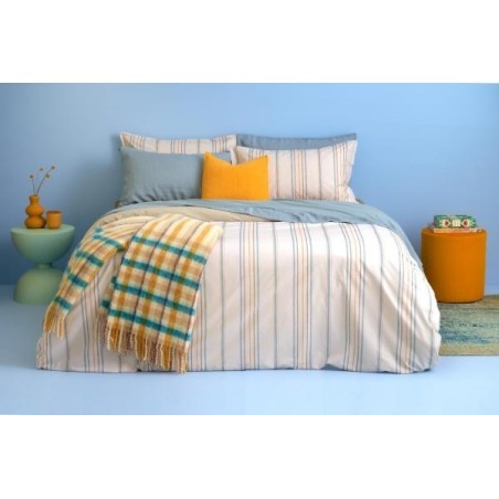 BIANCOPERLA - COMPLETO LENZUOLA MATRIMONIALE IN PERCALLE DI PURO COTONE  TINTO IN FILO