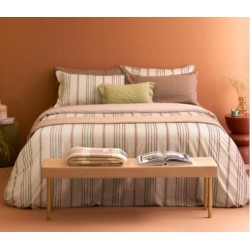 BIANCOPERLA - COMPLETO LENZUOLA IN PERCALLE DI PURO COTONE TINTO IN FILO.