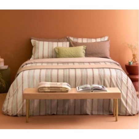 BIANCOPERLA - COMPLETO LENZUOLA IN PERCALLE DI PURO COTONE TINTO IN FILO.